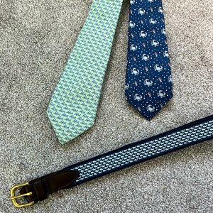 Bundle of Vineyard Vines youth ties, and a belt.